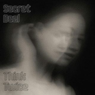 Two shots of a woman looking pensive, overlayed.